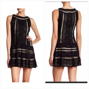 Alice & Olivia Black & Beige Evening Cocktail Dress Size 0